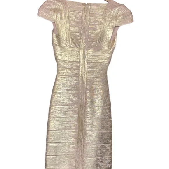Gold Herve Léger Paris Icon Cross Bust Dress - Picture 4 of 4